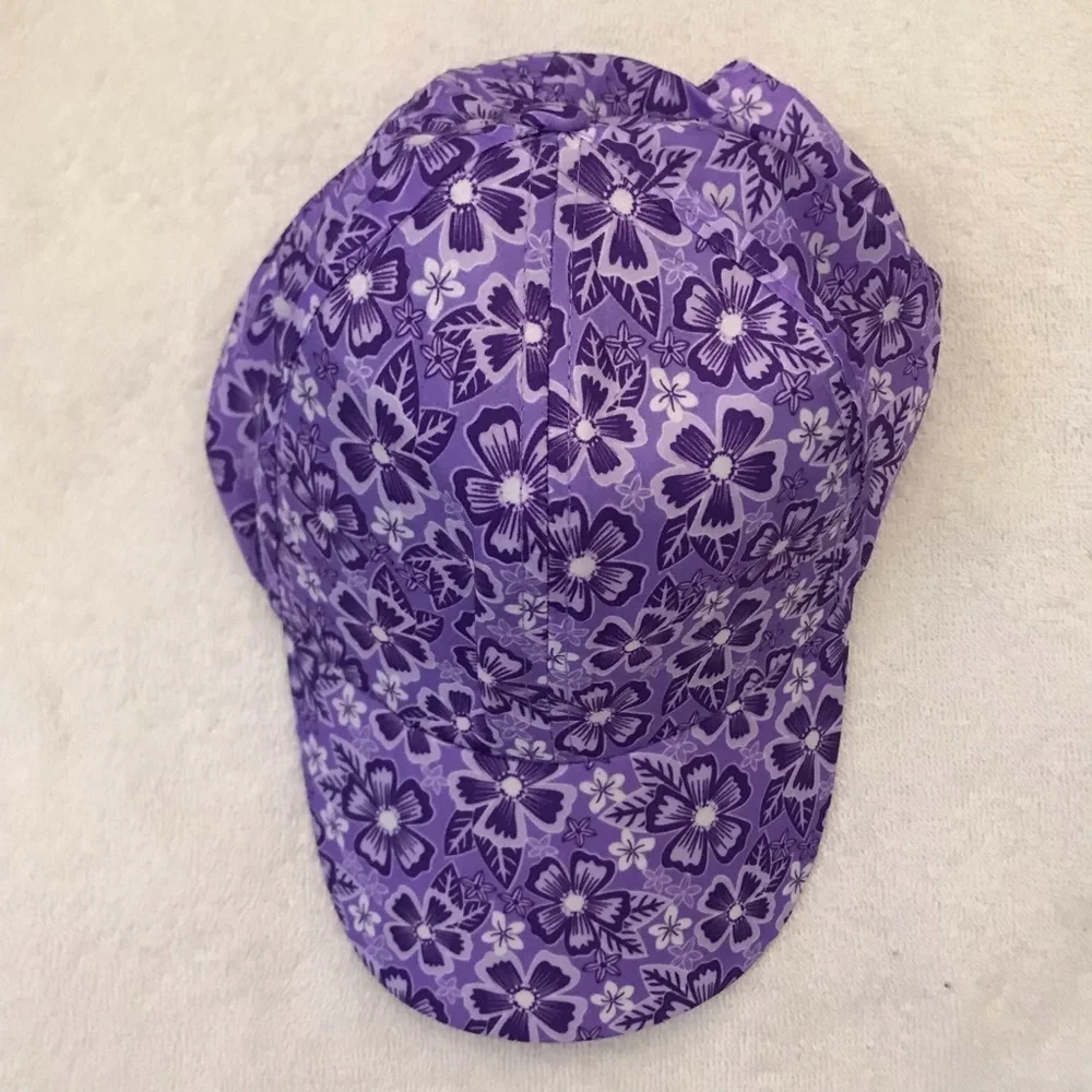 Girl's Adjustable Purple Floral Designer Hat
